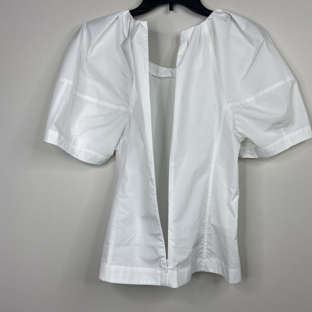 3.1 Phillip Lim Bloom Pleated Short Sleeve Scoop‎ Neck White Blouse Sz 4 - Picture 11 of 16